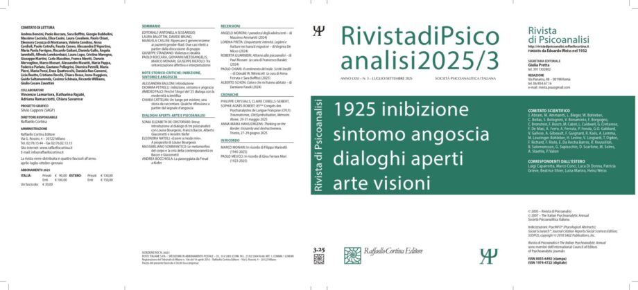 Il nuovo numero della Rivista di Psicoanalisi - 2025/3 22